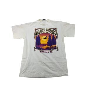 Vintage Signal Sports Great Smoky Mountains T Shirt Size L White Graphic